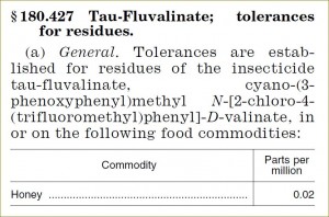 Fluvalinate Tolerance in Honey