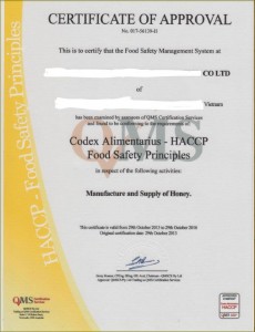 HACCP Certificate_Vietnam honey